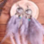 boucle oreille plumes et chouette