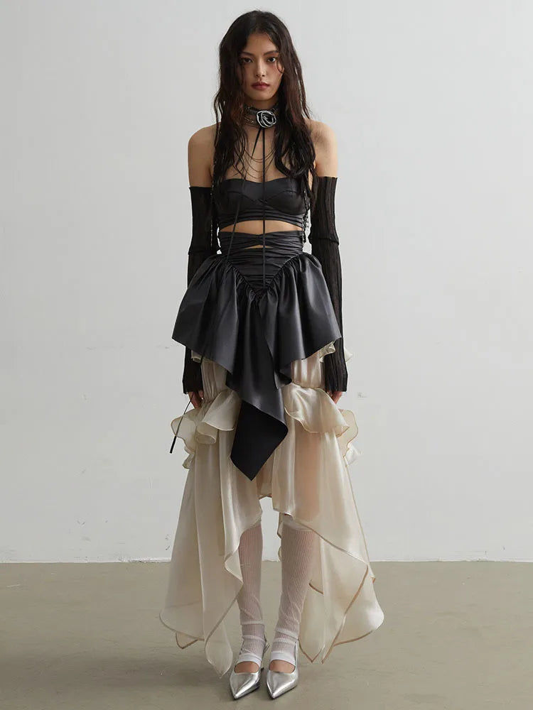 Thumbnail: Naustia Ruffled Tube Top Shirt