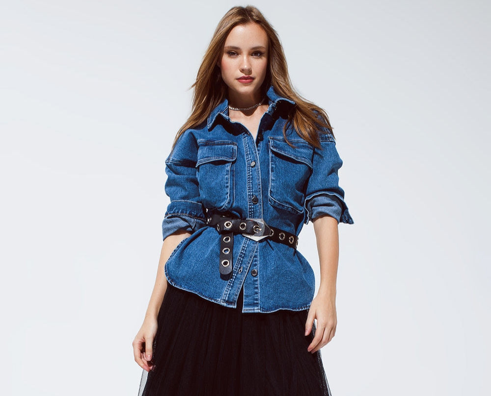 Oversized Denim Jacket With Cargo Pockets