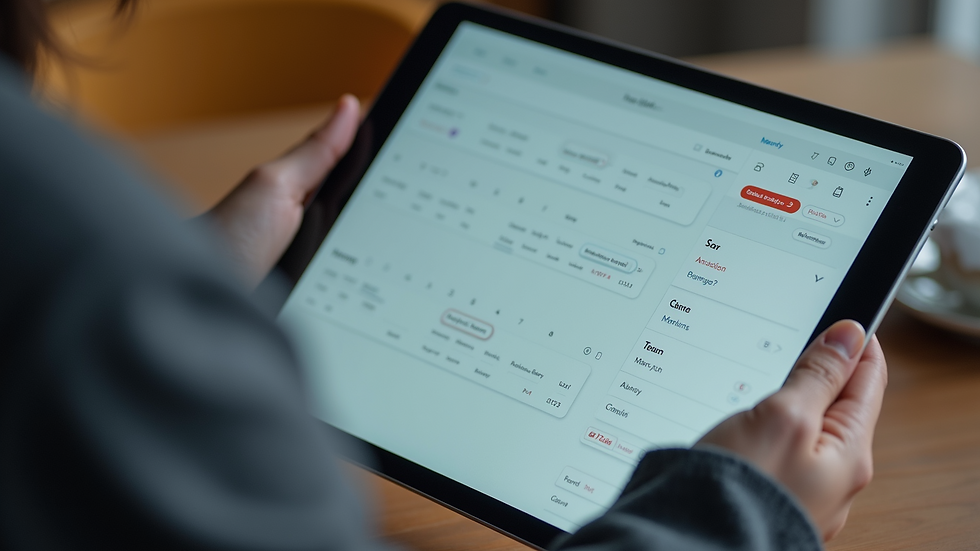 Close-up view of a digital calendar and task list on a tablet screen