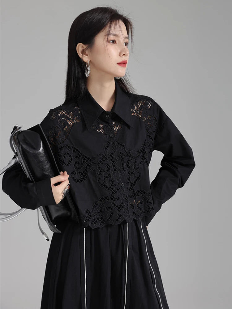 Thumbnail: Sherrm Doiley Crop Button Up - Black