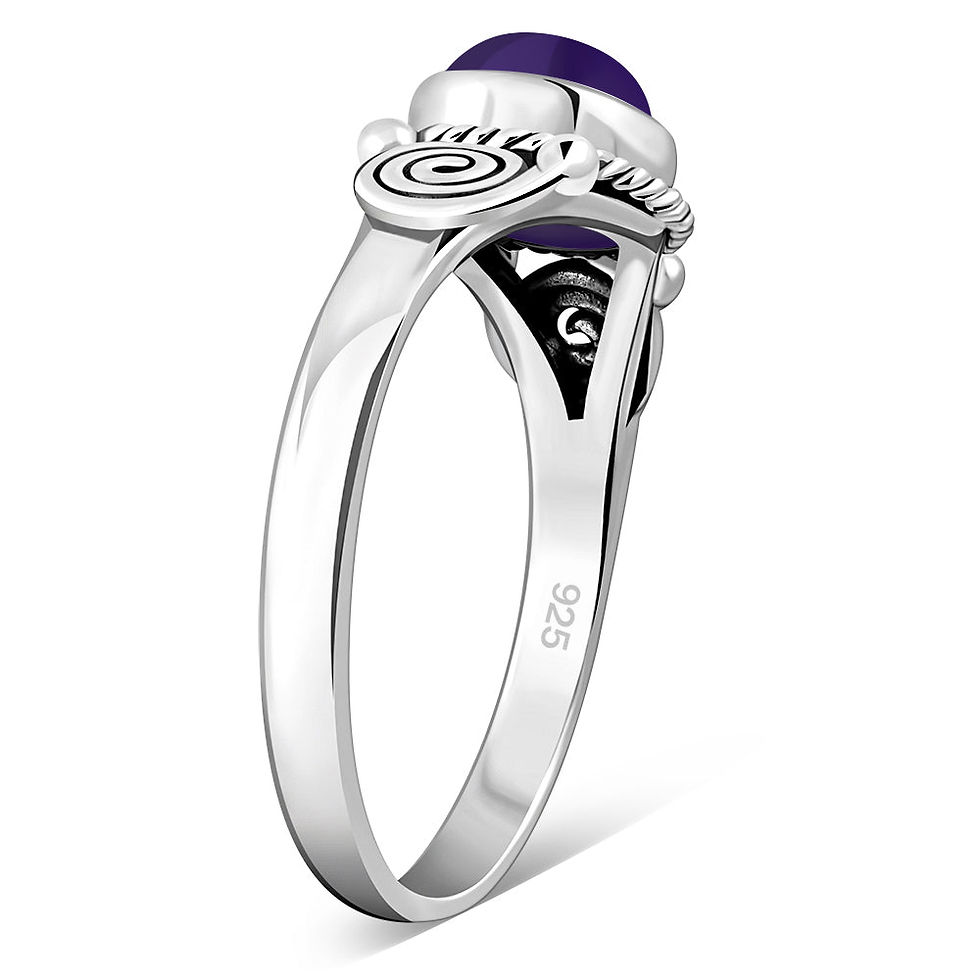 Thumbnail: Amethyst Spiral Sterling Silver Ring