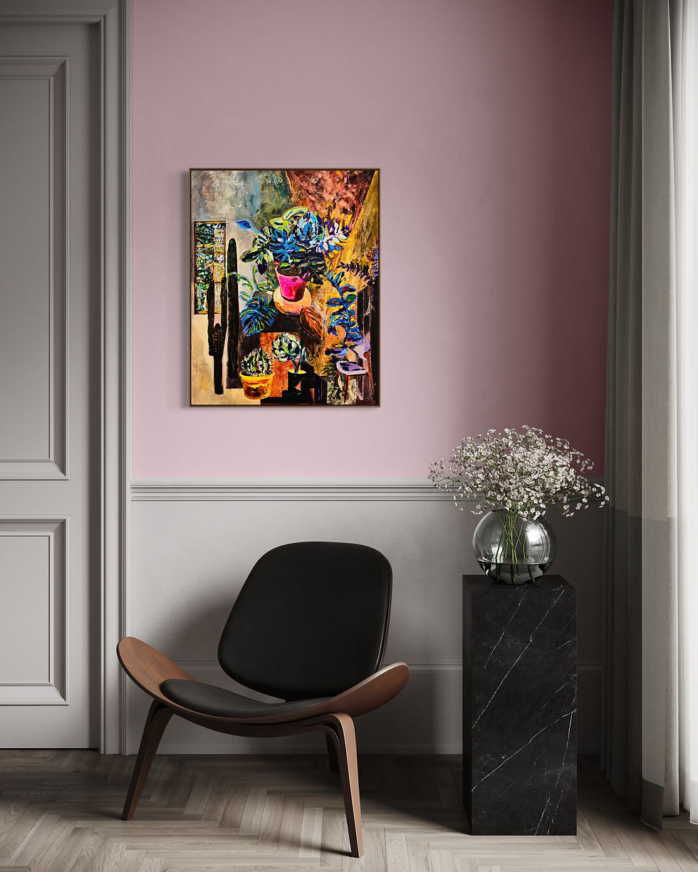 Miniaturbild: Monstera und Artischocke. 2024  Acryl Mixed Media on Canvas 