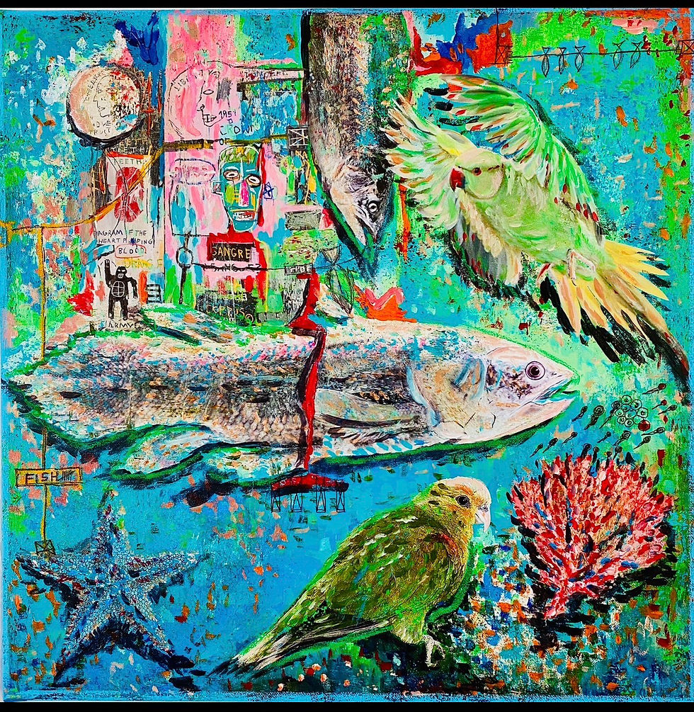 Miniaturbild: Caribbean green Fish & Parrot. 2020