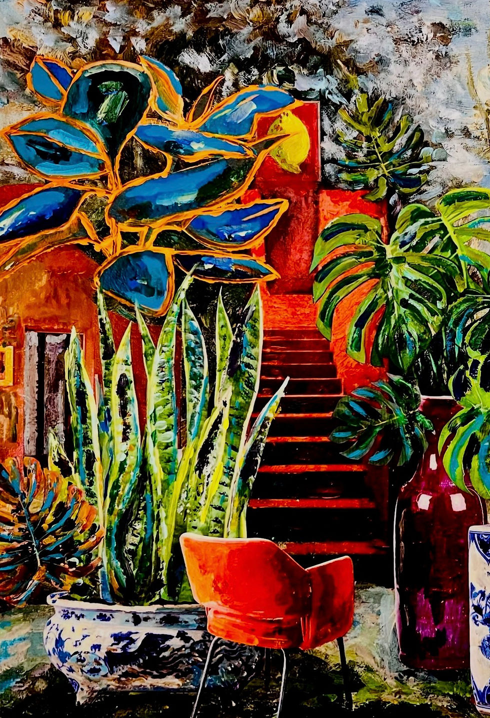 Miniaturbild: Stairway to Heaven Red. 2024 Acryl Mixed Media on Canvas 