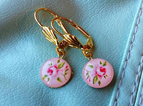 Pink Rose Earrings