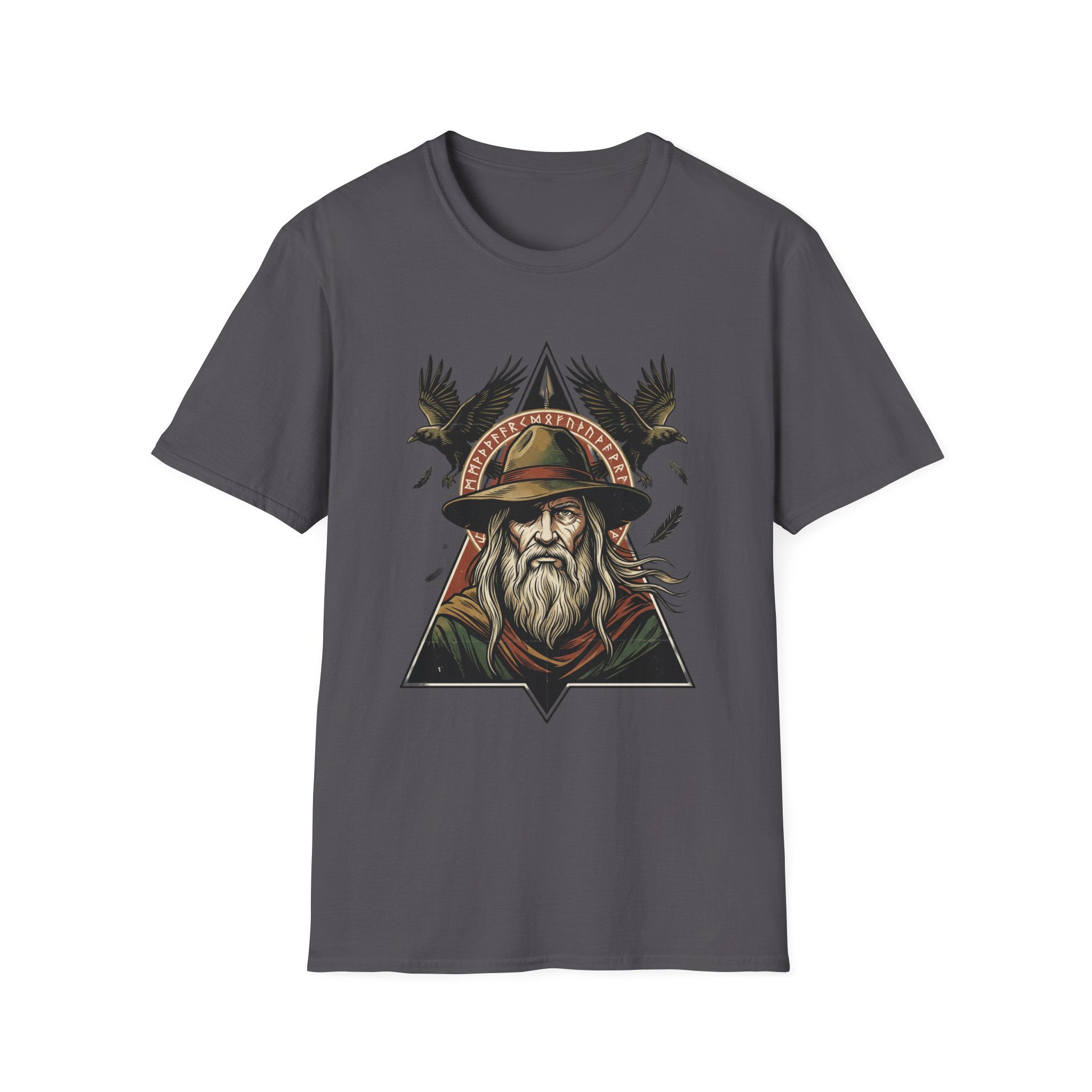 Wilderness Sage Graphic T-Shirt — Ranger Bearded Forest Man with Ravens