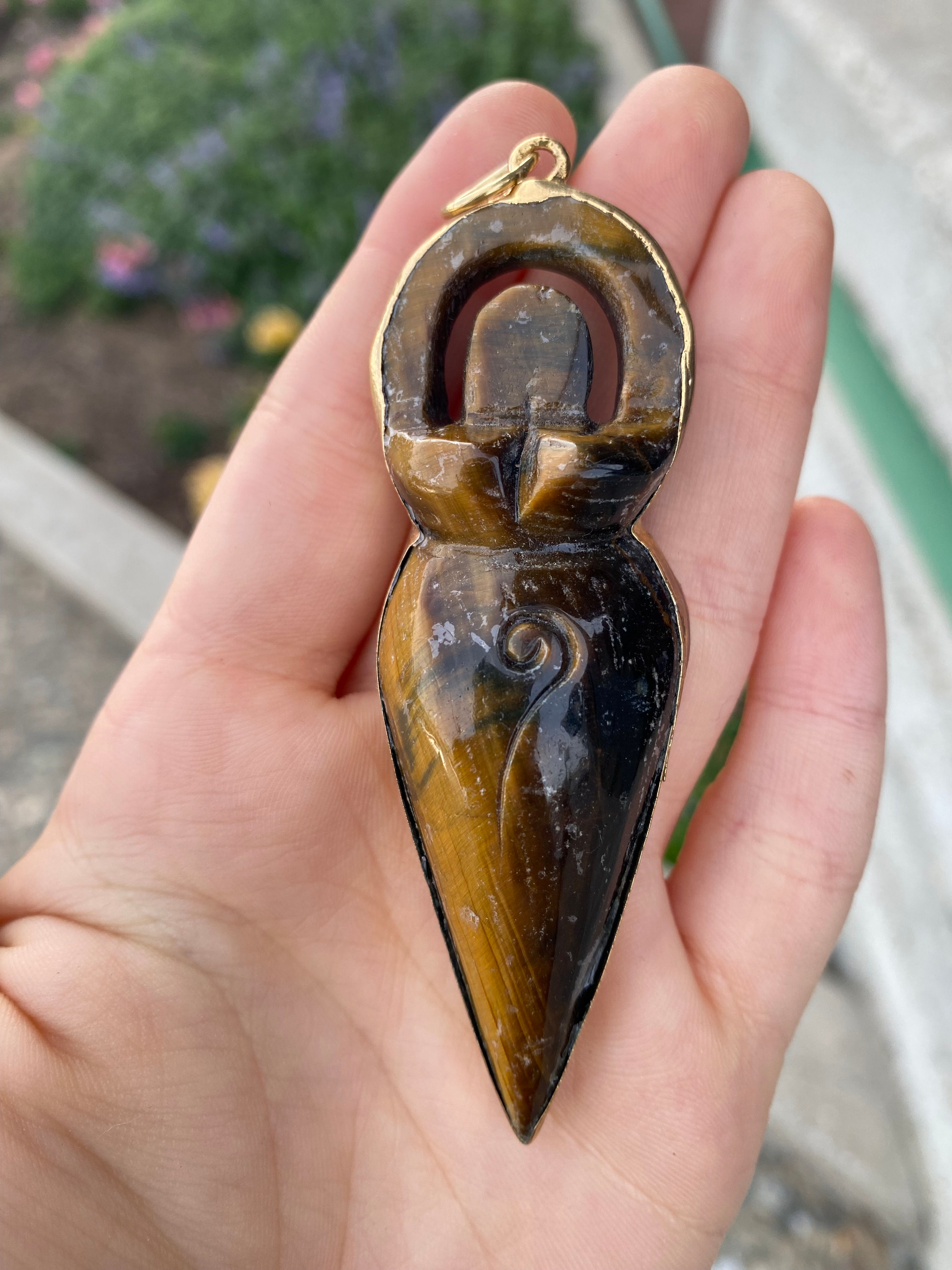 Tigers Eye Goddess Pendant
