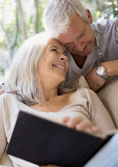 Senior couple hugging