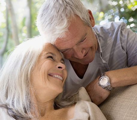 Senior couple hugging