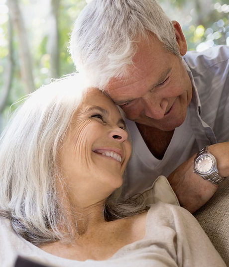 Senior couple hugging
