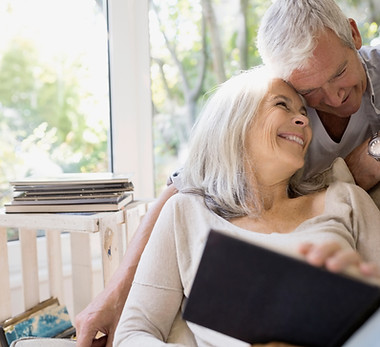 Elderly couple relaxing together