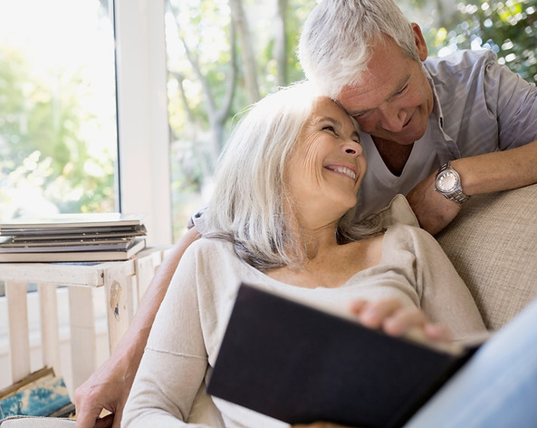 Elderly couple relaxing together