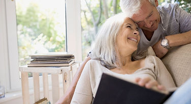 Senior couple hugging