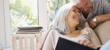 Senior couple hugging