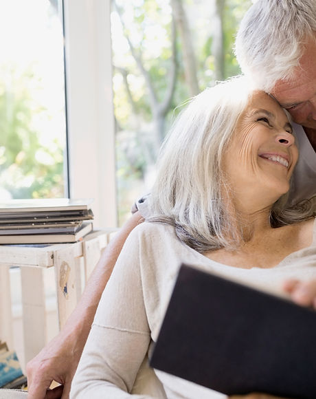 Senior couple hugging