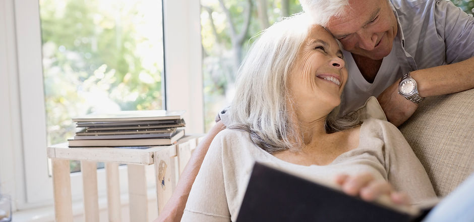 Senior couple hugging