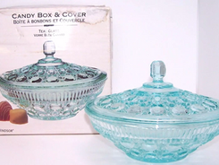 IndianaGlass LancasterColonyCompany Windsor Crystal Glass Candy Box With Lid (Multiple Colors)