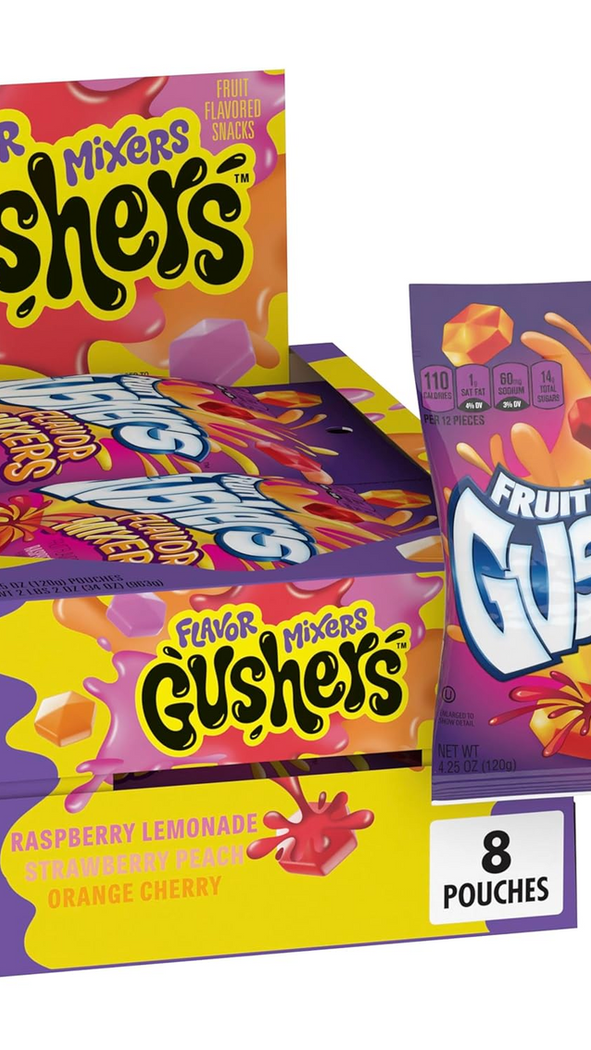 GeneralMillsSalesInc Gushers Flavor Mixers Three-Flavors Fruit Flavored Gummy Snack Candy (4.25 oz bag)