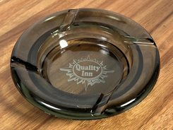 LibbeyGlassCompanyInc Vintage 1980s / 1990s / 2000s Quality Inn Hotel Motel Glass Ashtray (3x3inch, 4x4inch 5x5inch Sizes) (Multiple Colors and Shapes)