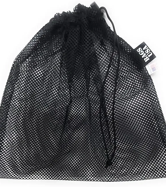 BagsUSAMfg Medium-Small 13" by 13" Mesh Laundry Bag Drawstring Pouch With Cord Lock for washing machine or accessory storage #288 (Black or Blue Colors)