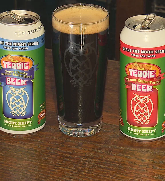 NightShiftBrewingInc Teddie Beer Peanut Butter Porter with natural flavor 5.8%ABV made with teddie peanut butter