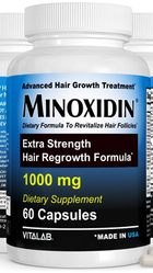 Vitasource Inc Vitalab Minoxidin Advanced Extra Strength Hair Regrowth Treatment Dietary Formula 1000mg Pill Capsule (60 count Bottle) for prevention of hairloss