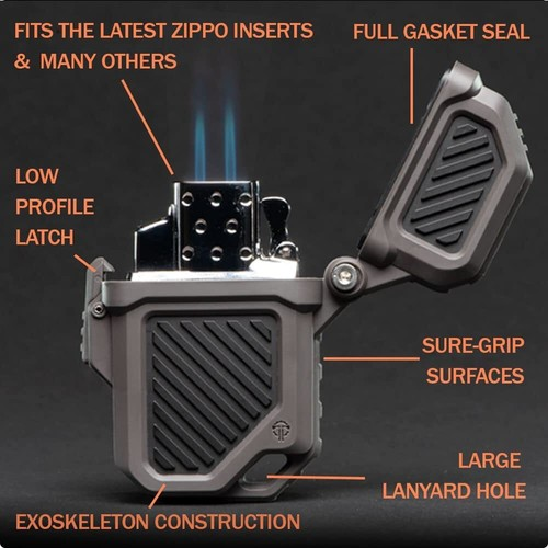 Thyrm LLC Pyrovault 2.0 Latching Plastic Lighter Armor Case With Airtight Rubber Grommet and lanyard hole for Zippo and other standard lighters (Multiple Colors) PV201 PV202 PV203 PV204 PV205 PV206