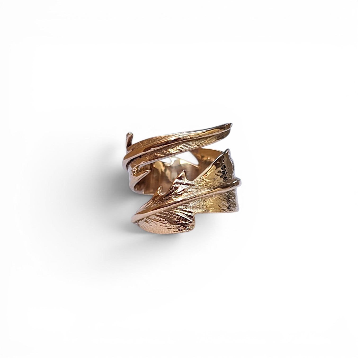 Bague plume tout bronze