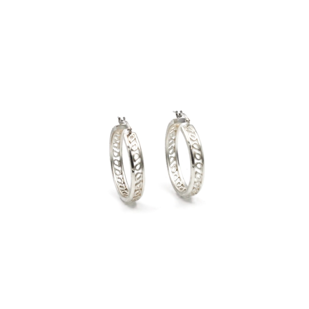 Grands anneaux créoles pendants en argent – Collection Jouvence