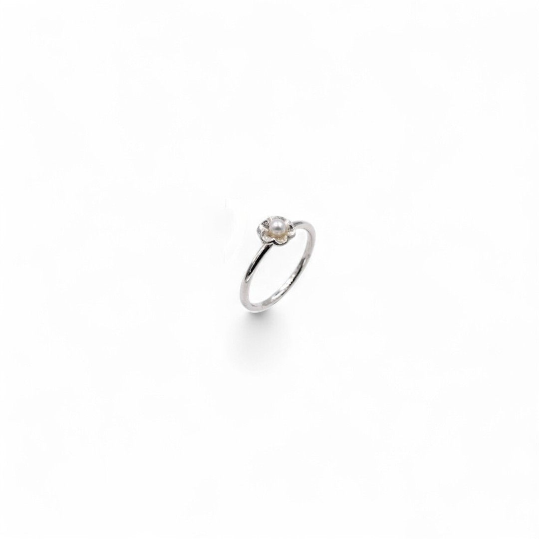 Bague fleurie « Joliesse » en argent avec perle