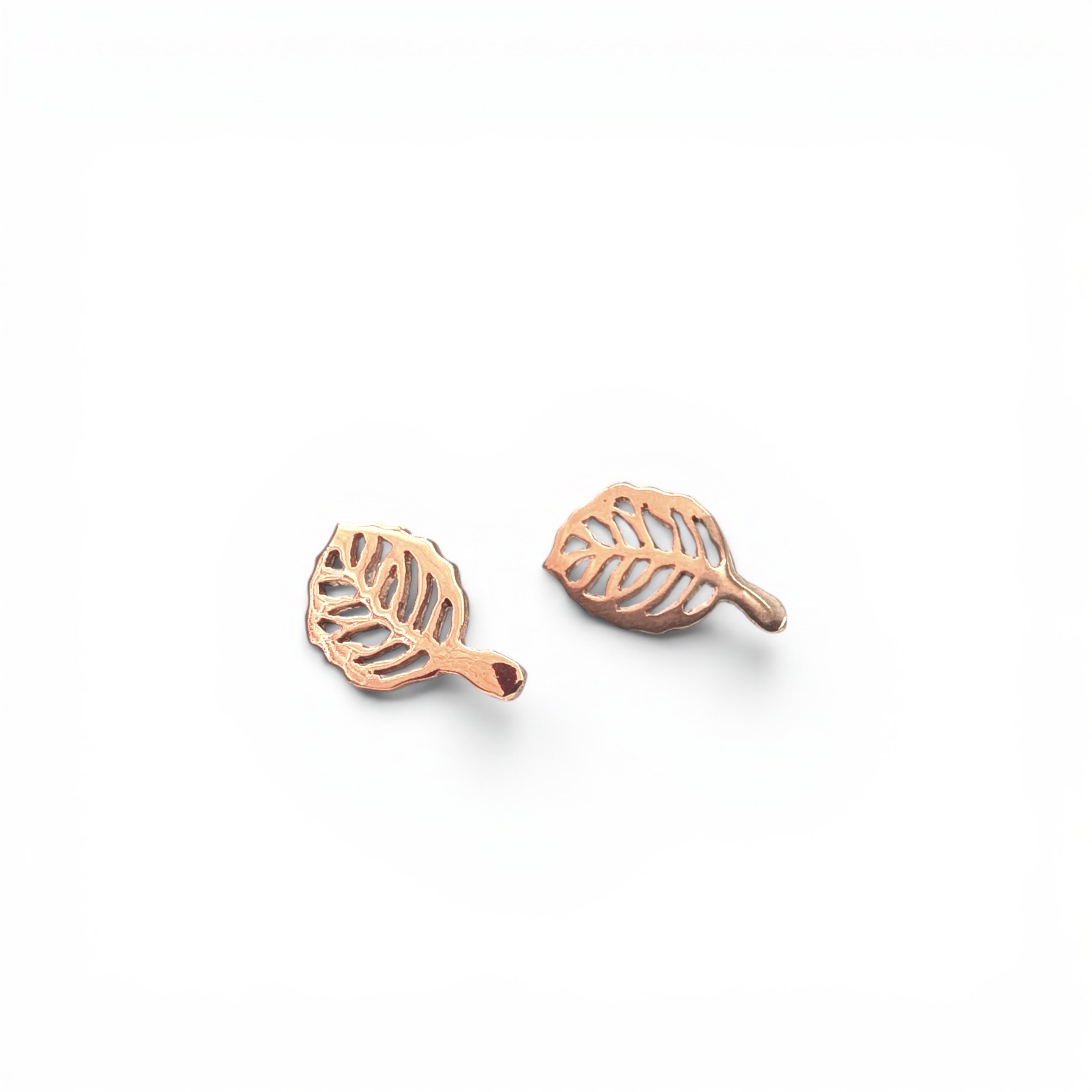 Boucles d’oreilles « Oleaceae » en forme de feuille de bronze