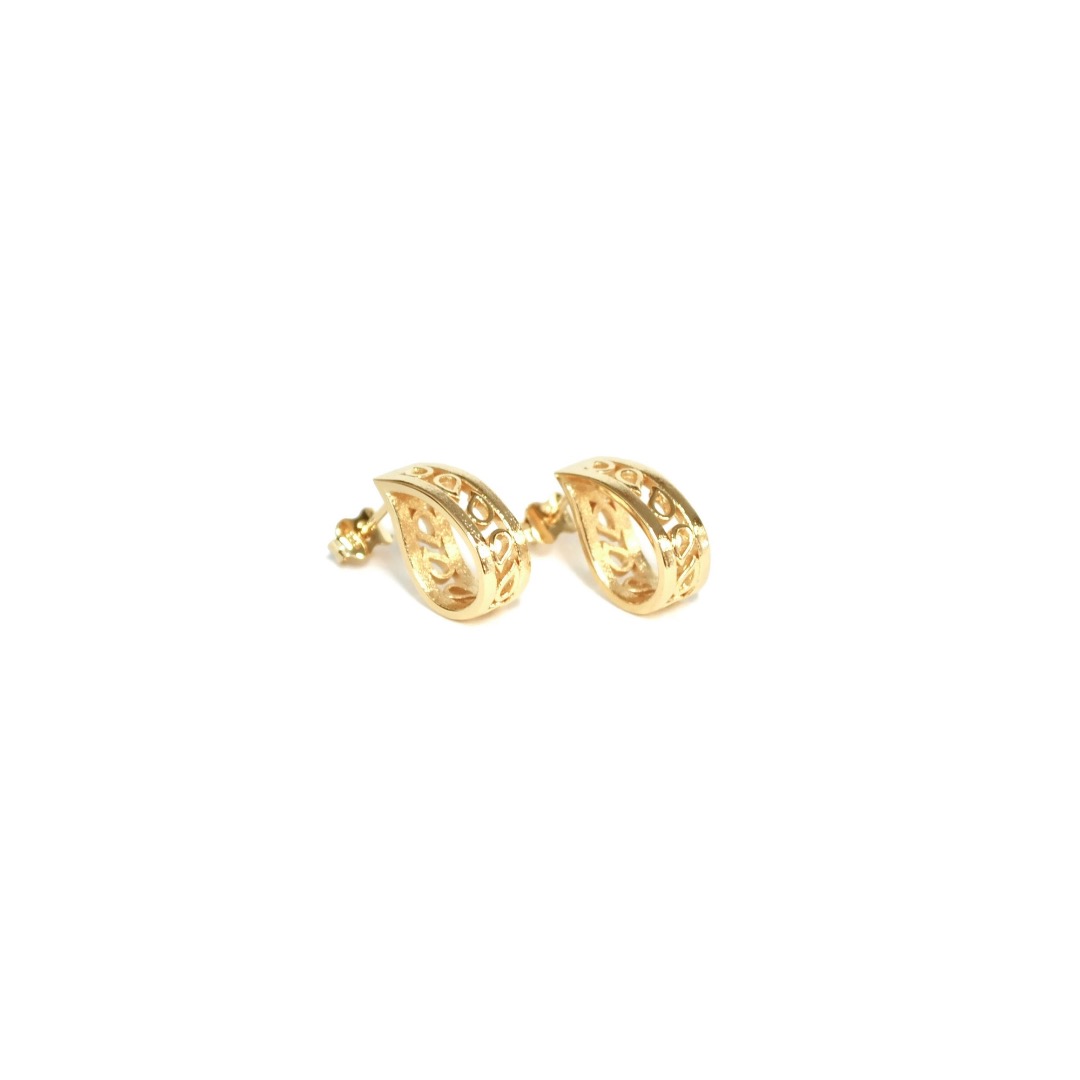 Boucles d’oreilles gouttes d’eau argent plaqué or