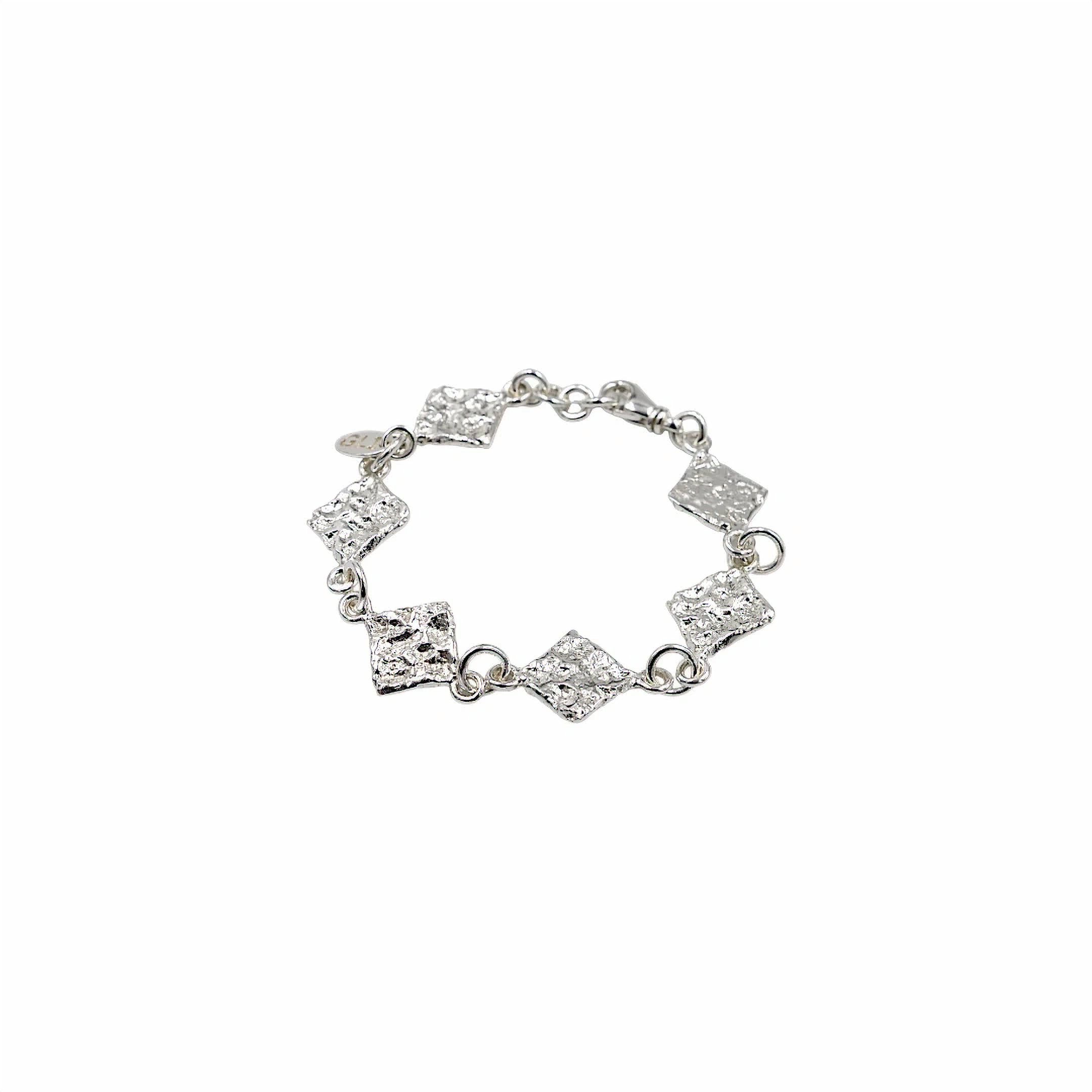Bracelet pépite d’argent – motif losange asymétrique