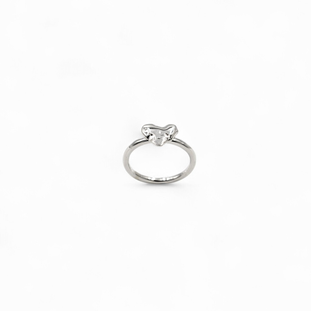Bague "Cœur pépite d’argent "