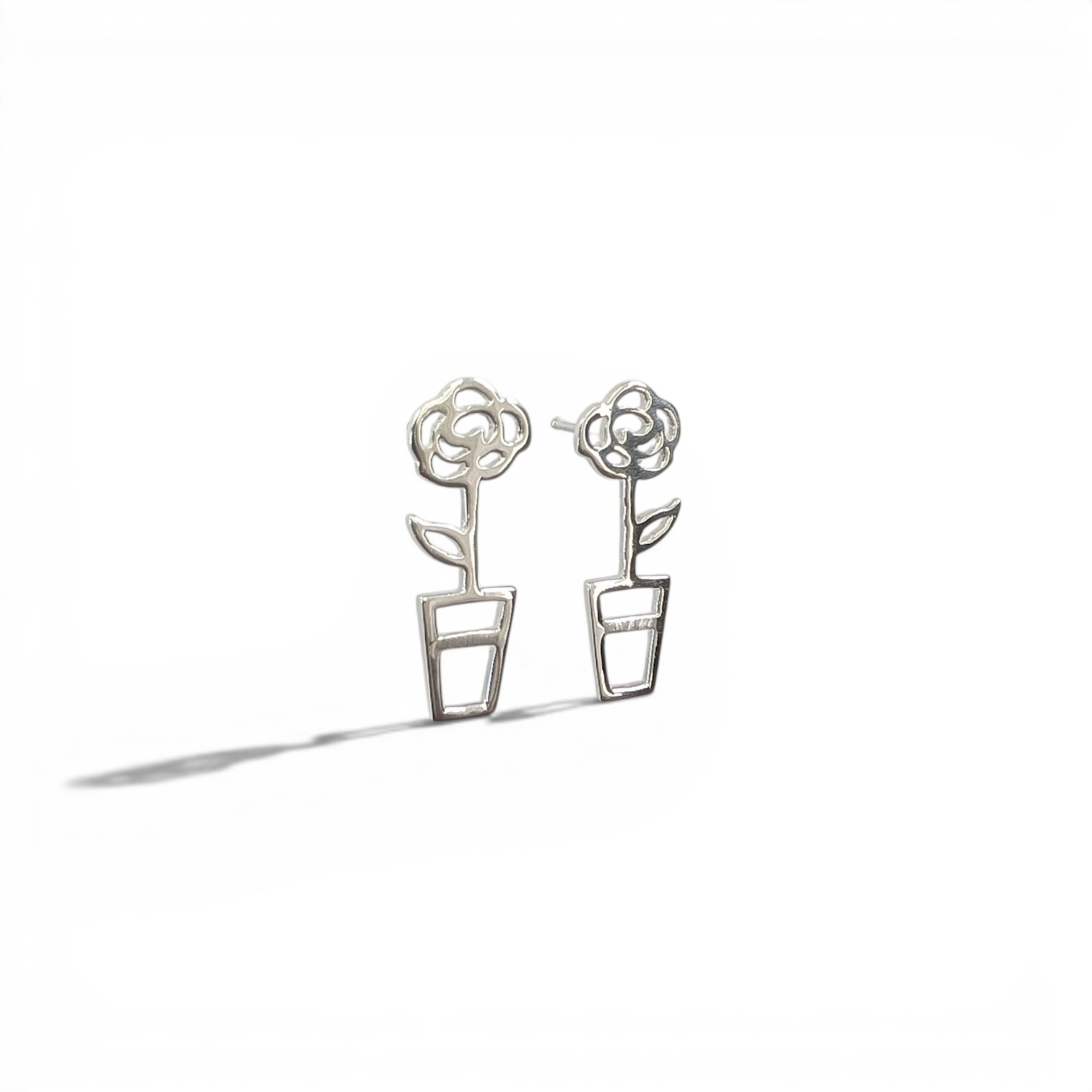 Boucles d'oreilles petites fleurs en pot