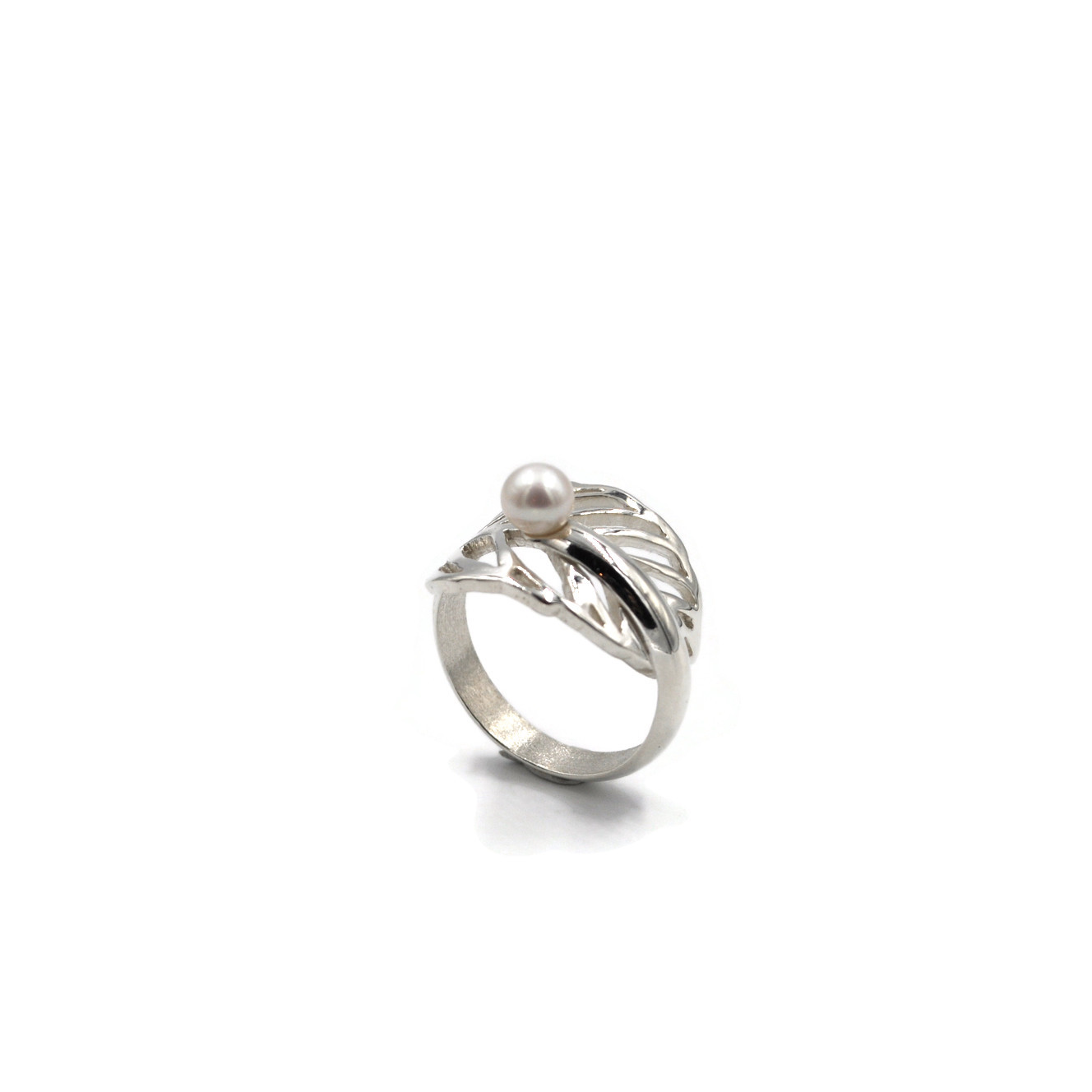 Bague feuille perlée