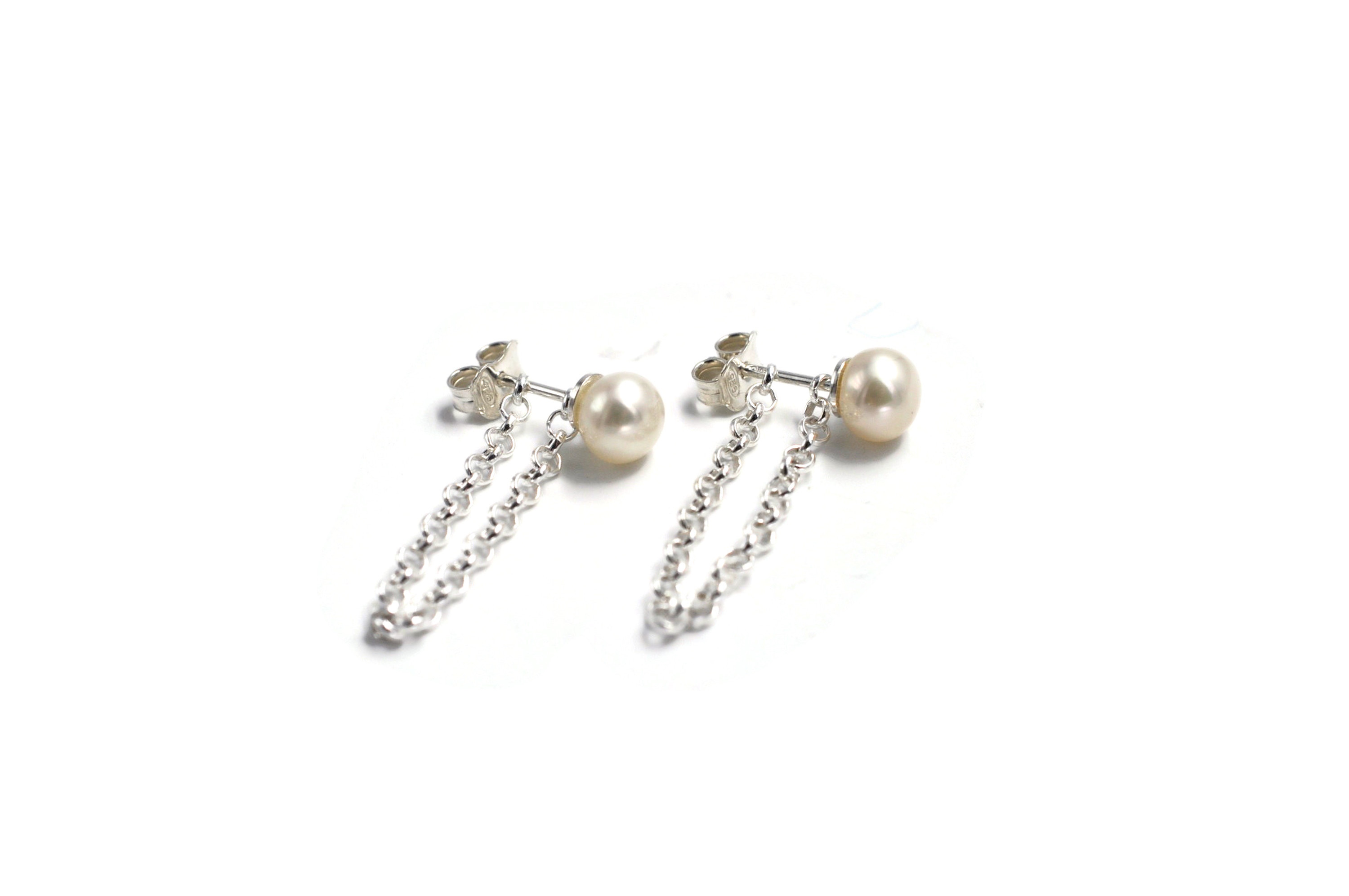 Boucles d'oreilles avec perles blanches 3 en 1