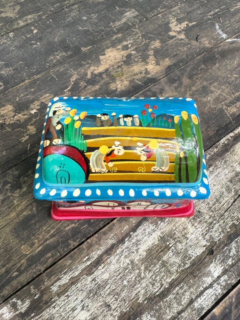 Miniature : Boite en céramique peinte a la main