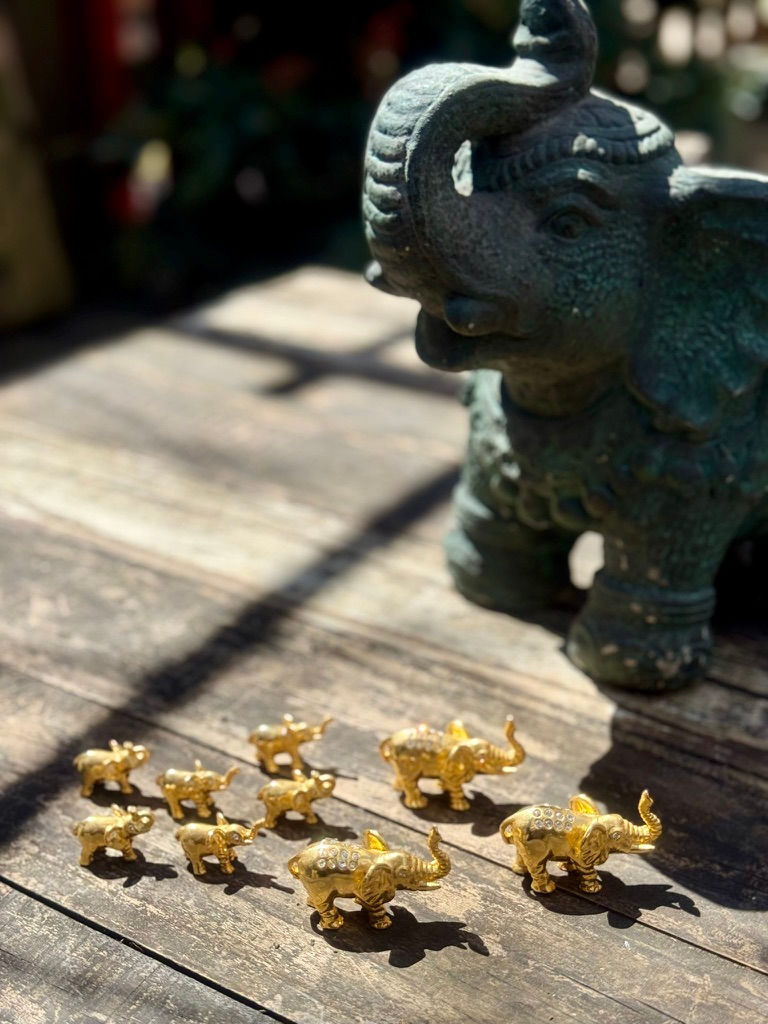 Miniature : Petits éléphants porte-bonheur en métal doré