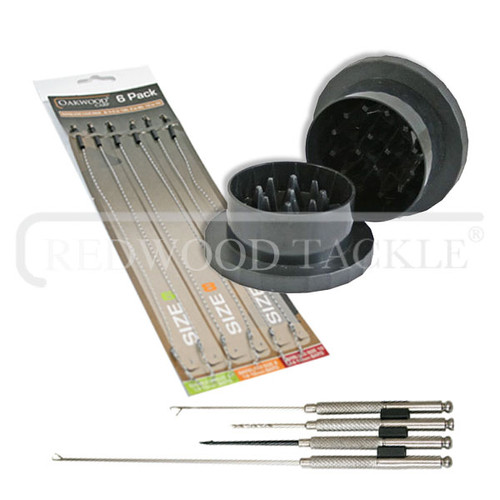 Bait crusher with hair rigs & baiting needle redwoodtackle