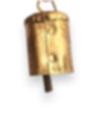 Small antique-gold metal bell with rustic textured surface
