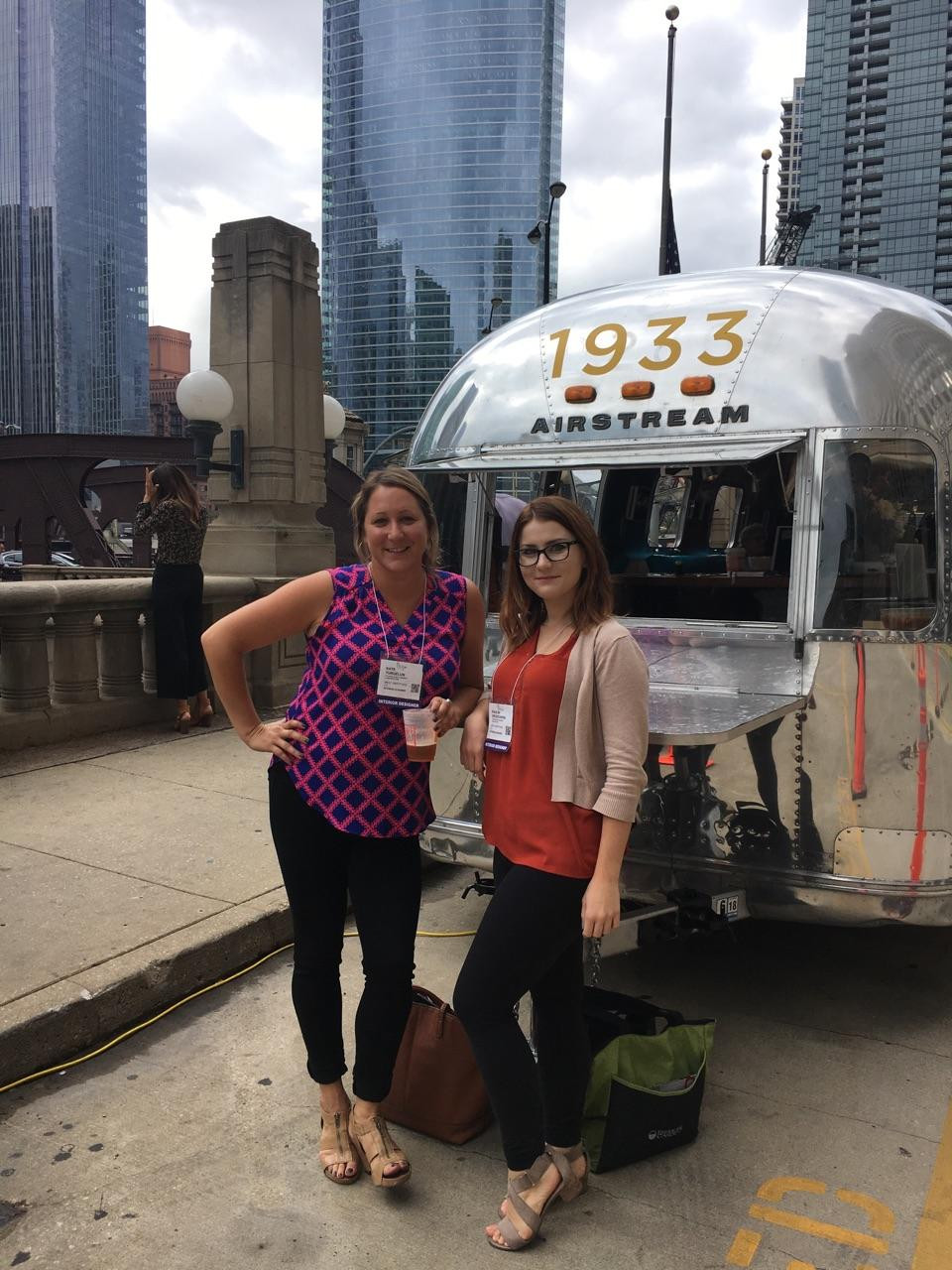 Kate and Paulina with the Moore & Giles' Airstream.