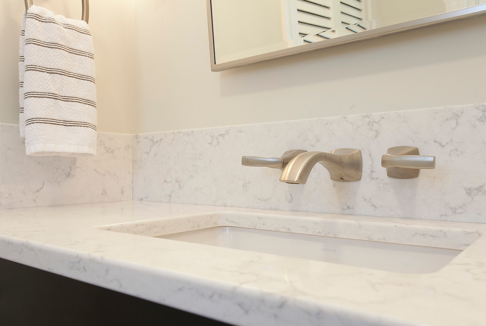 Quartz countertops vanity wall mounted faucet