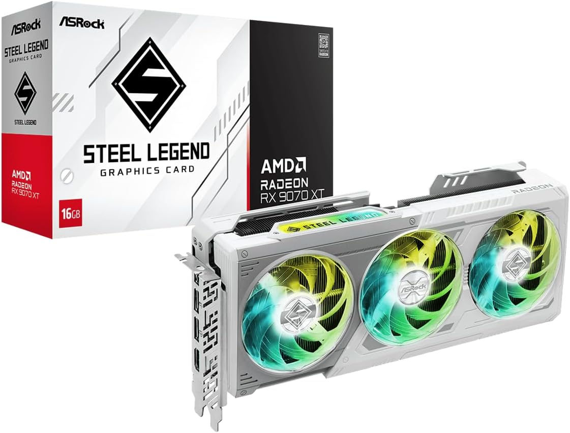 ASRock AMD Radeon RX 9070 XT Steel Legend 16GB White