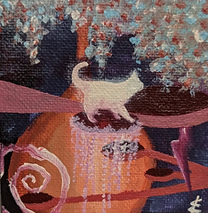 peinture de minou blanc