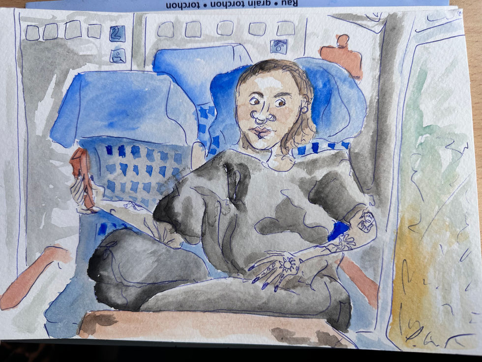 Eine Freundin im Zug