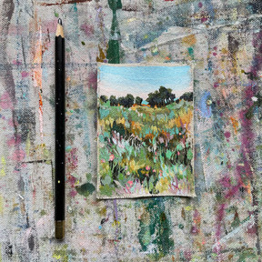 Tiny landscape painting by artist, JLMohr