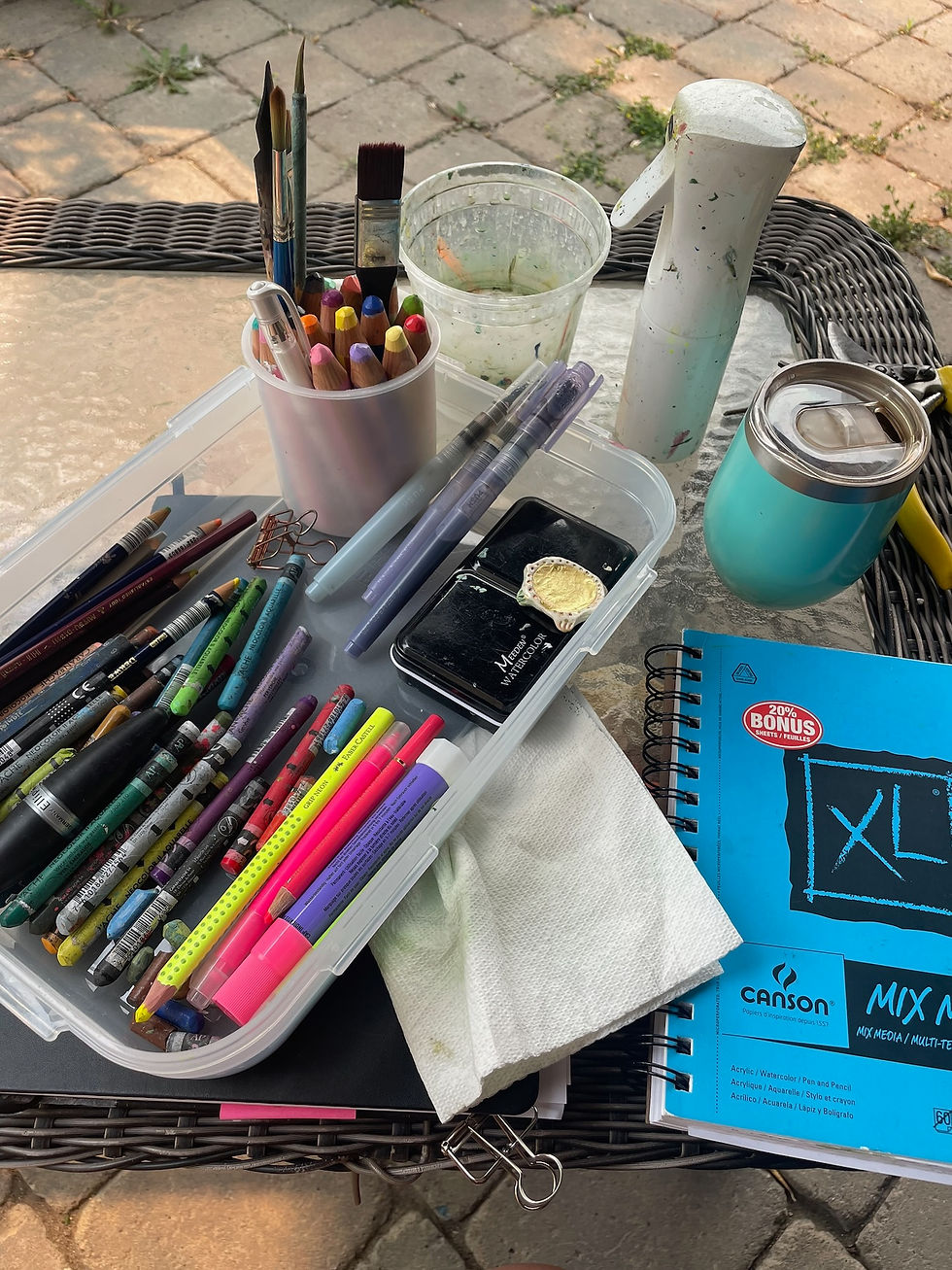 A small kit of sketching supplies.