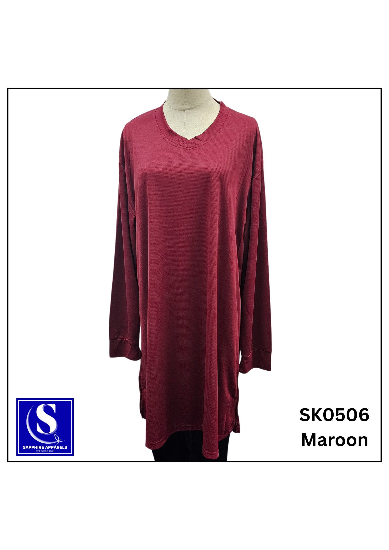 Sapphire SK Series Muslimah Drifit Tshirt - Maroon